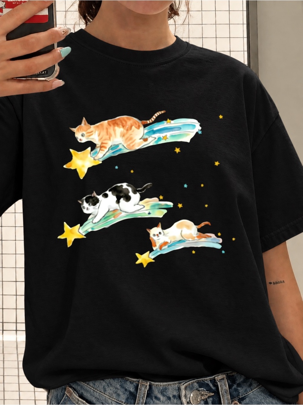Gildan Black Cat Shirt, Cute Cat Lover Shirt, Retro Three Cats Tee